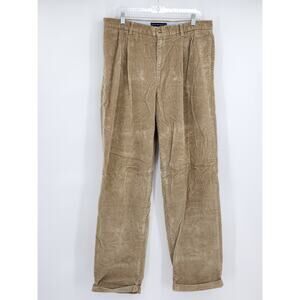 Tommy Hilfiger Pleated Tan Corduroy Men's Pants Trousers Size 36x34